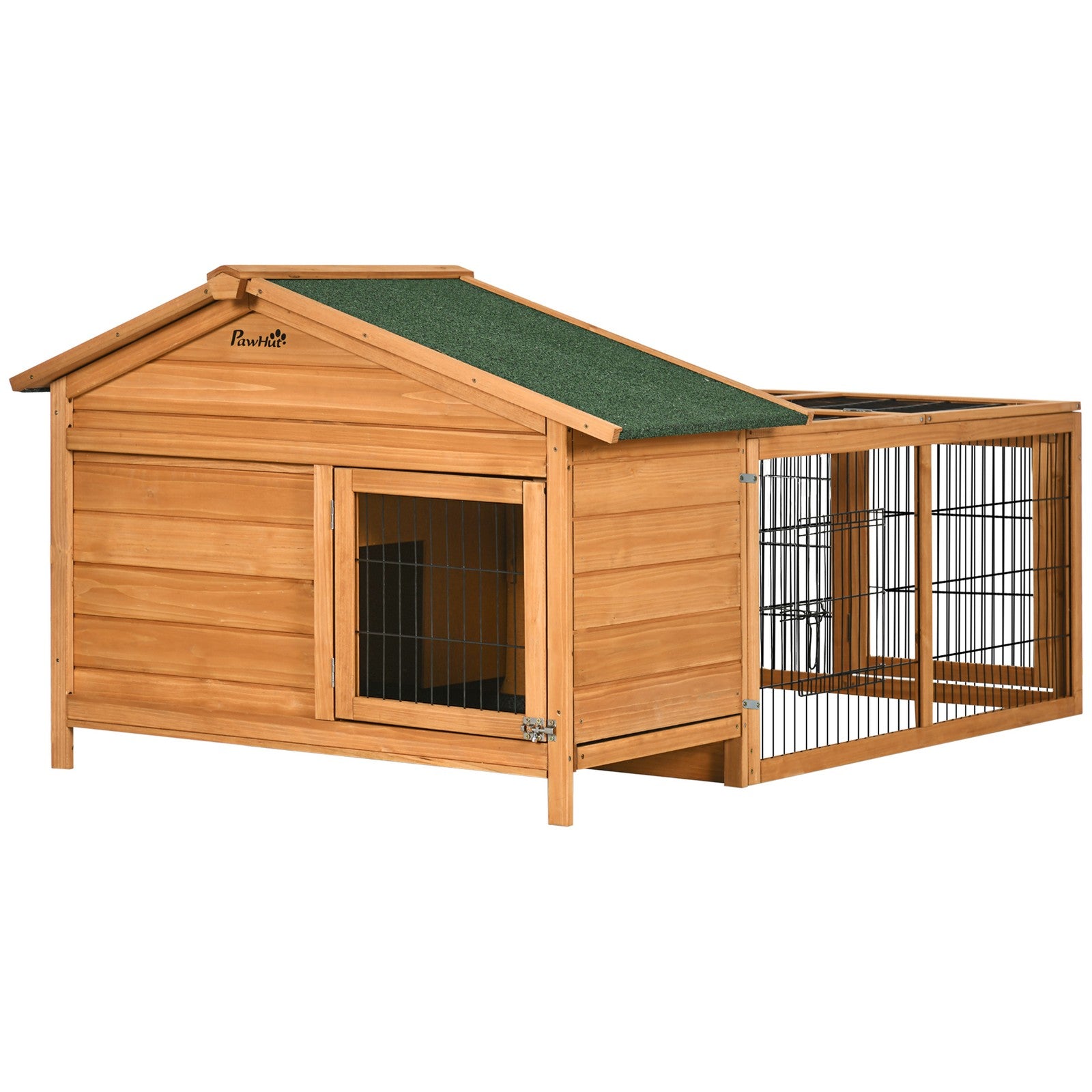 Wooden Rabbit Hutch, Guinea Pig Hutch Outdoor Cage W/ Run & Tray, Lockable Door