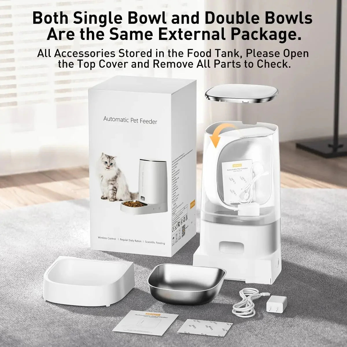 ROJECO Automatic Cat Feeder Pet Smart Wifi Cat Food Kibble Dispenser Remote Control Auto Feeder for Cat Dog Dry Food Accessories