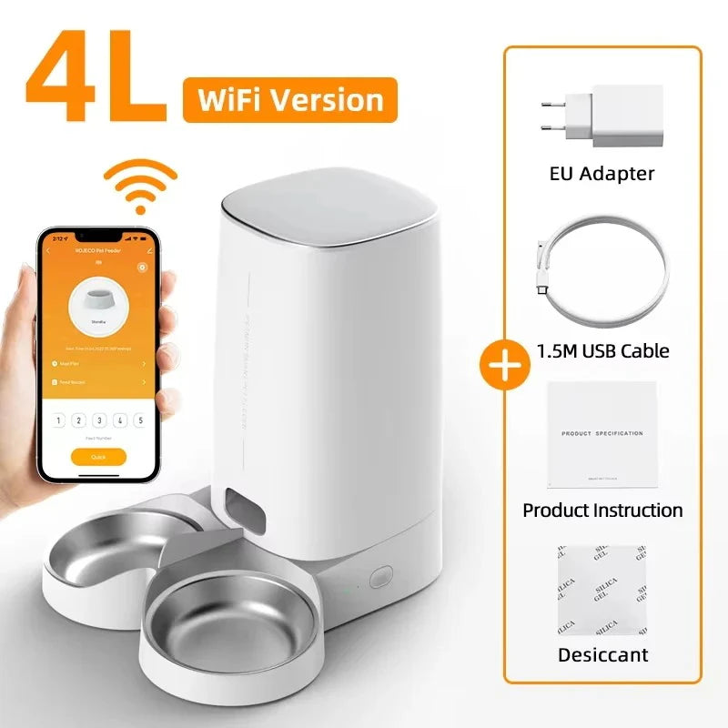 ROJECO Automatic Cat Feeder Pet Smart Wifi Cat Food Kibble Dispenser Remote Control Auto Feeder for Cat Dog Dry Food Accessories