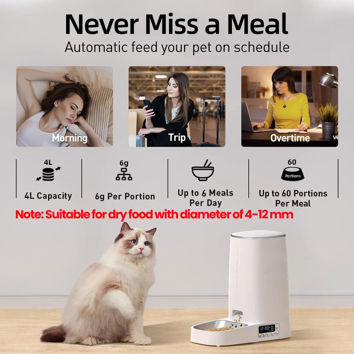 4L Automatic Pet Feeder Button Version Auto Cat Food Dispenser Accessories Smart Control Pet Feeder for Cats Dog Dry Food