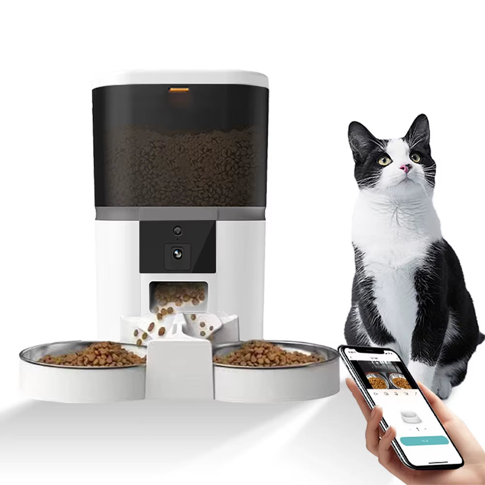 4L Timing Feeder APP Smart Pet Feeder Dog Food Automatic Dispenser with Camera Suitable for Small Cats and Dogs Remote Feeding