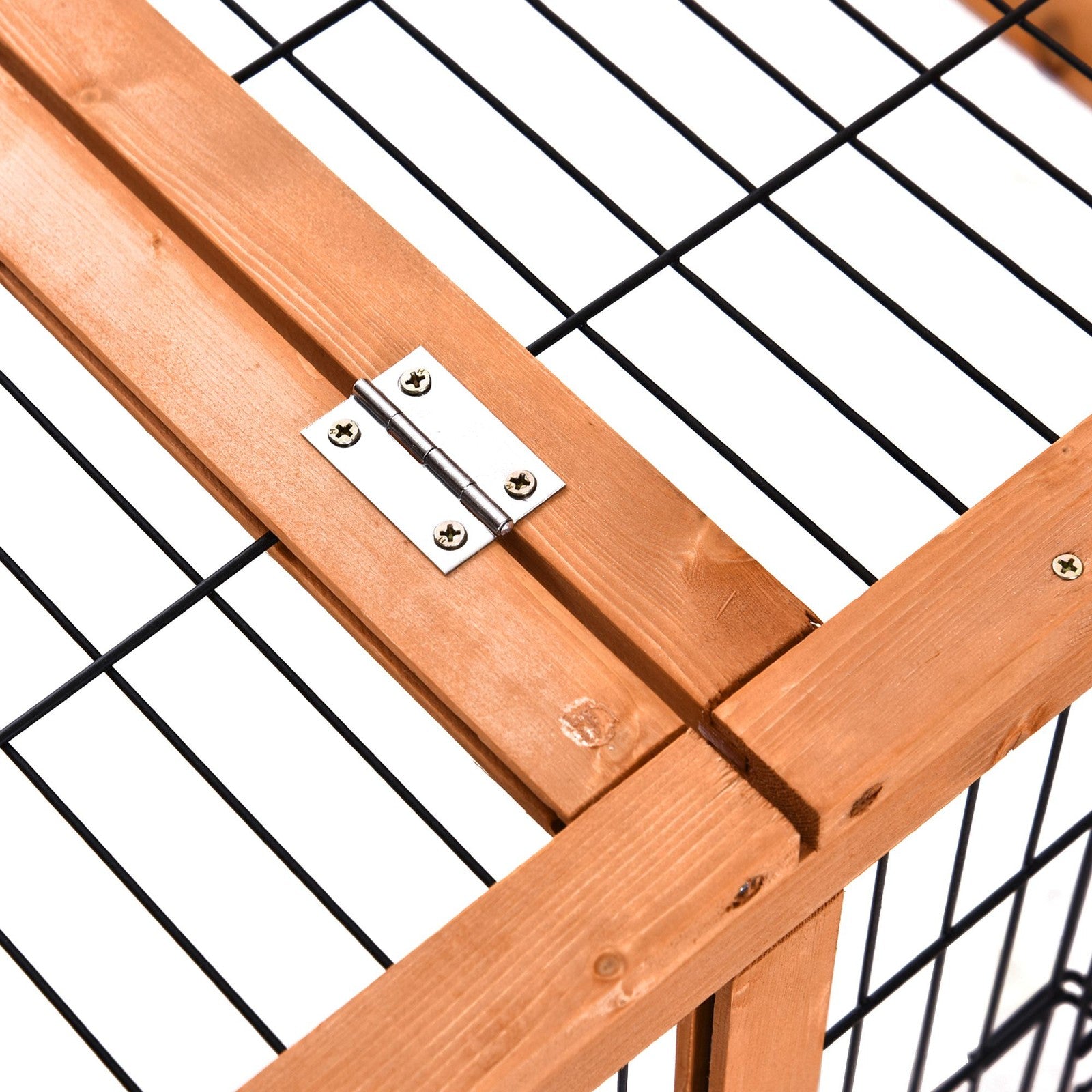 Wooden Rabbit Hutch, Guinea Pig Hutch Outdoor Cage W/ Run & Tray, Lockable Door